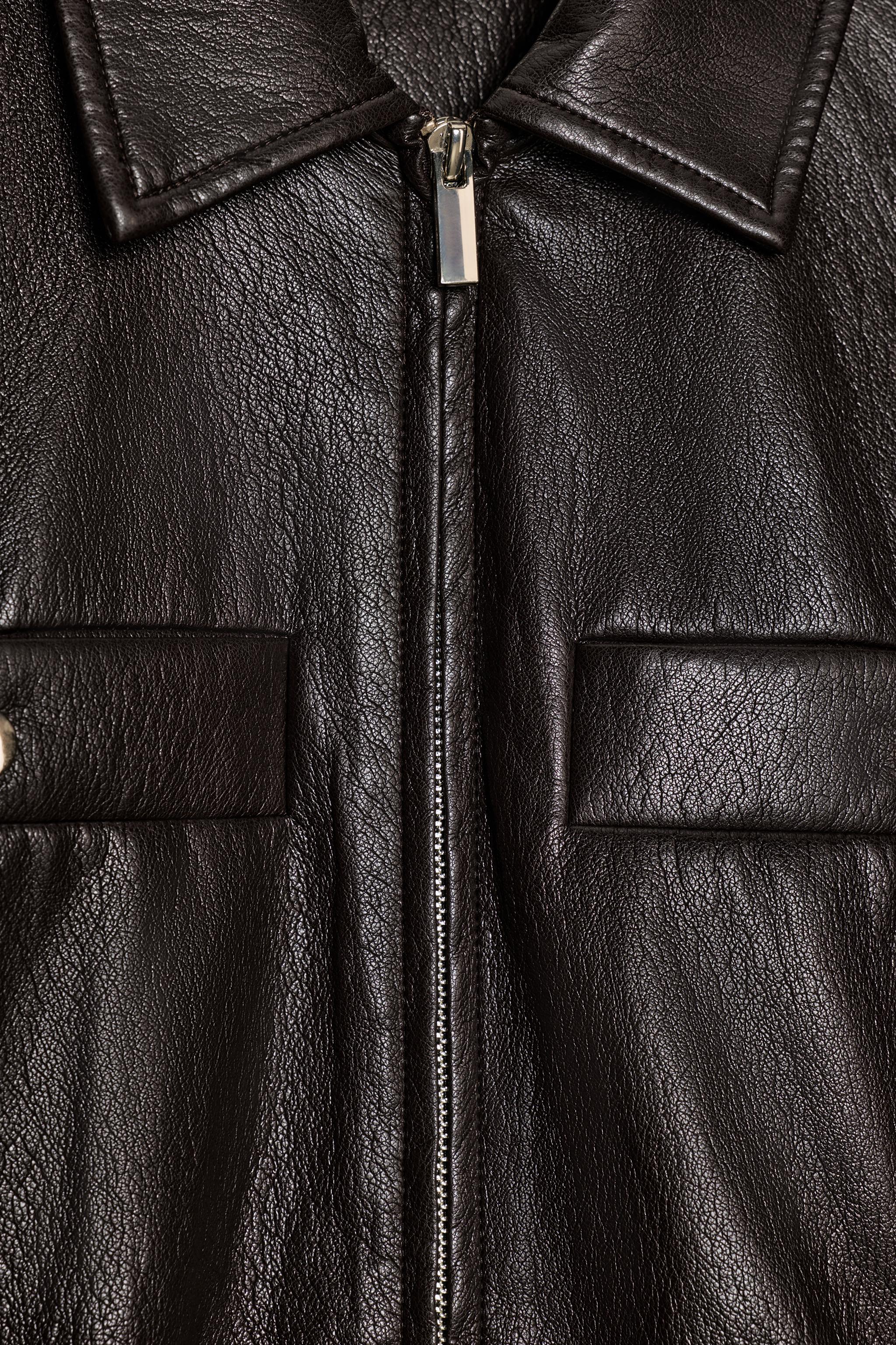 ELASTIC WAIST FAUX LEATHER JACKET